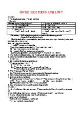 Đề cương học kỳ 1 môn Tiếng Anh Lớp 7